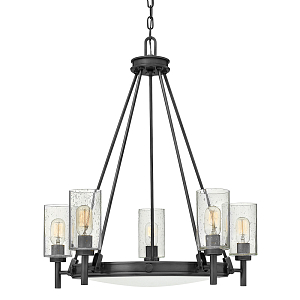  Люстра с 5-ю цилиндрическими плафонами из стекла с пузырьками Hinkley