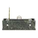 Настольный письменный набор из змеевика с подставкой под календарь и часами Successful Leader варинант исполнения - 3 | Loft Concept в Сочи