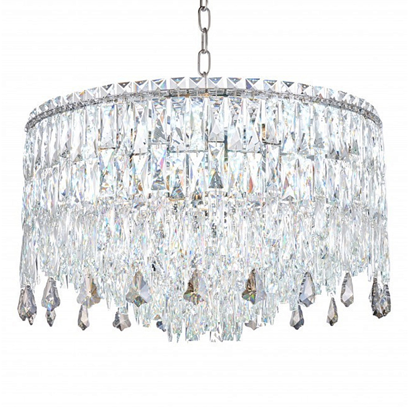 Люстра круглая с хрустальными подвесками на серебряном каркасе Roul Crystal Light Хром Прозрачный Люстра круглая с хрустальными подвесками на серебряном каркасе Roul Crystal Light Хром Прозрачный в Сочи | Loft Concept