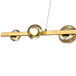 Люстра светодиодная линейная с 6-ю круглыми плафонами коньячного цвета Iona Chandelier Brass  варинант исполнения - 2 | Loft Concept в Сочи