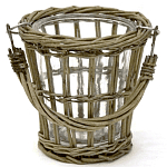 Кашпо стеклянное в плетёной корзине Timber варинант исполнения - 1 | Loft Concept в Сочи
