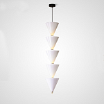 Подвесной светильник светодиодный в виде ряда белых металлических конусов  Herringbone варинант исполнения - 3 | Loft Concept в Сочи