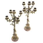 Подсвечники из бронзы на 10 свечей на подставке из камня креноид Stone Candlestick варинант исполнения - 2 | Loft Concept в Сочи