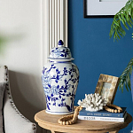 Ваза с крышкой и синим цветочным узором Blue & White Ornament  варинант исполнения - 8 | Loft Concept в Сочи