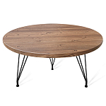 Стол журнальный c коричневой круглой столешницей на трех металлических ножках Charm Coffee Table варинант исполнения - 1 | Loft Concept в Сочи