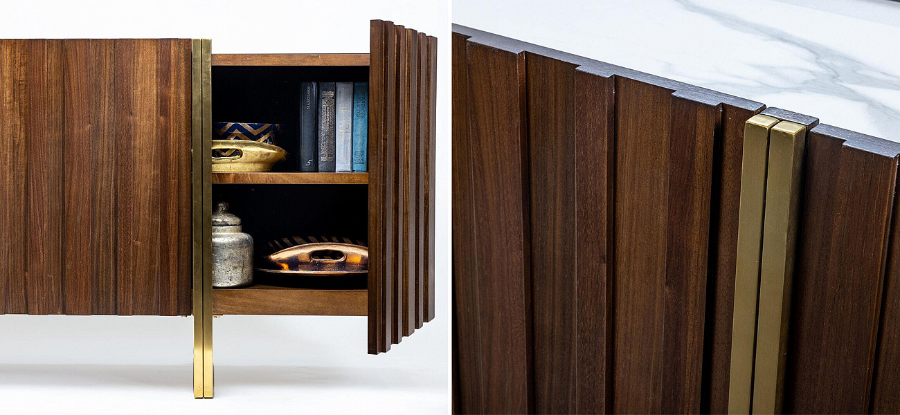 Комод с мраморной столешницей Walnut Veneer Комод с мраморной столешницей Walnut Veneer - Loft-Concept в Сочи