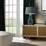 Настольная лампа с коническим дымчато-зелёным абажуром из искусственного шёлка Quintiesse варинант исполнения - 3 | Loft Concept в Сочи