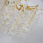 Люстра подвесная с золотистыми ветками и стеклянными подвесками в виде листьев Длина 130 см FAIRYTREE Light варинант исполнения - 4 | Loft Concept в Сочи