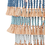 Люстра трехъярусная с декором из круглых деревянных бусин с кисточками Blue Wooden Beads Chandelier варинант исполнения - 2 | Loft Concept в Сочи