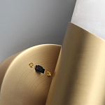 Бра с вытянутым цилиндрическим плафоном из белого алебастра на круглом основании Латунь Cryptocrystalline Stone варинант исполнения - 3 | Loft Concept в Сочи