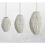 Подвесной светильник вертикальной овальной формы украшенный белыми круглыми бусинами Gradient Oval Pendant Lamp White варинант исполнения - 1 | Loft Concept в Сочи