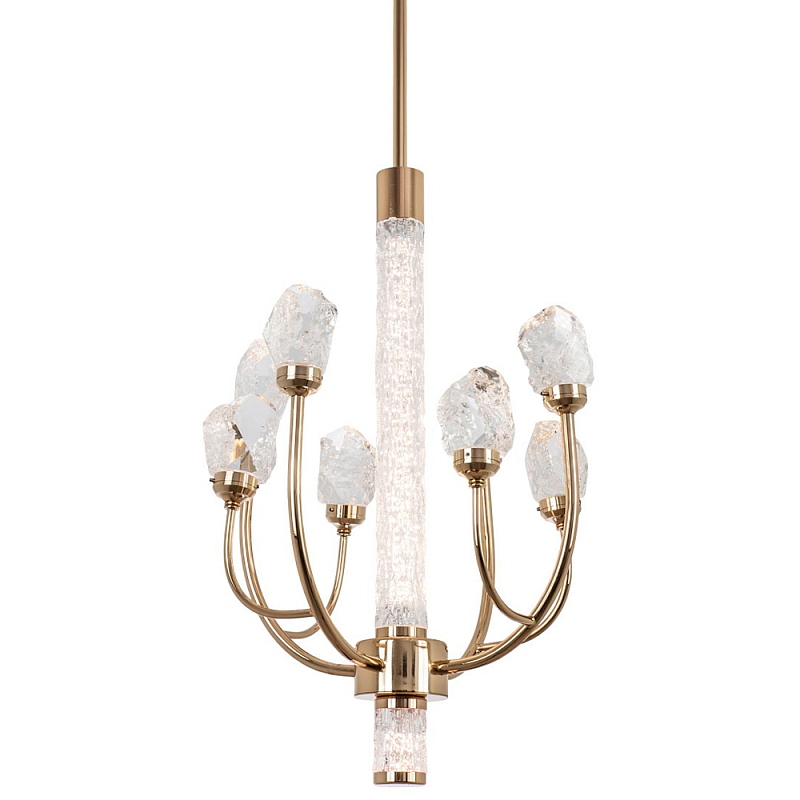 Люстра с декором в виде кристаллов из хрусталя Kenneth Crystal Stone Chandelier 8 Золотой Шампань Прозрачное Стекло Люстра с декором в виде кристаллов из хрусталя Kenneth Crystal Stone Chandelier 8 Золотой Шампань Прозрачное Стекло в Сочи | Loft Concept