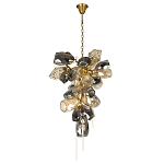 Люстра подвесная вытянутой формы с плафонами из стекла и металла с двумя вертикальными подвесками Gilded Mirage  варинант исполнения - 2 | Loft Concept в Сочи