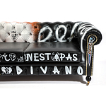 Диван Честерфильд граффити graffiti Orange Sofa натуральная кожа варинант исполнения - 9 | Loft Concept в Сочи