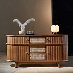 Дизайнерский комод овальный с фактурным фасадом и вставками из плетеных элементов Ambar варинант исполнения - 1 | Loft Concept в Сочи