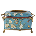 Салфетница прямоугольная голубого цвета с цветами и бабочками Blue Garden варинант исполнения - 1 | Loft Concept в Сочи