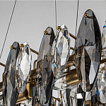 Люстра подвесная с овальными подвесками из стекла дымчатого цвета Harlow Crystal Round варинант исполнения - 3 | Loft Concept в Сочи