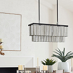 Люстра линейная прямоугольная с подвесками из натурального перламутра Nacre варинант исполнения - 5 | Loft Concept в Сочи