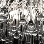 Люстра подвесная с прозрачными стеклянными подвесками в форме капель Диаметр 60 см Droplet Chandelier варинант исполнения - 17 | Loft Concept в Сочи