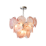 Люстра с каскадом из круглых розовых стеклянных дисков Pink Light Waterfall варинант исполнения - 2 | Loft Concept в Сочи