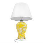 Настольная лампа желтая с изображением белых птиц Flight Among Acacia варинант исполнения - 3 | Loft Concept в Сочи