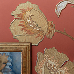 Обои с вышивкой ручной работы Deco Flowers Original colourway on wool sateen варинант исполнения - 2 | Loft Concept в Сочи