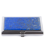 Визитница карманная металлическая с накладкой из натурального камня Лазурит Stone Business Card Holders  варинант исполнения - 1 | Loft Concept в Сочи