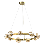 Люстра подвесная светодиодная с 9-ю круглыми плафонами коньячного цвета Iona Chandelier Brass  варинант исполнения - 1 | Loft Concept в Сочи