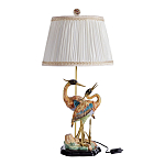 Настольная лампа с абажуром и основанием в виде двух цапель Porcelain Heron Lamp варинант исполнения - 1 | Loft Concept в Сочи