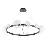 Люстра подвесная круглая с 12-ю прозрачными куполообразными плафонами и черным металлическим основанием Flos Wireline Lighting варинант исполнения - 2 | Loft Concept в Сочи