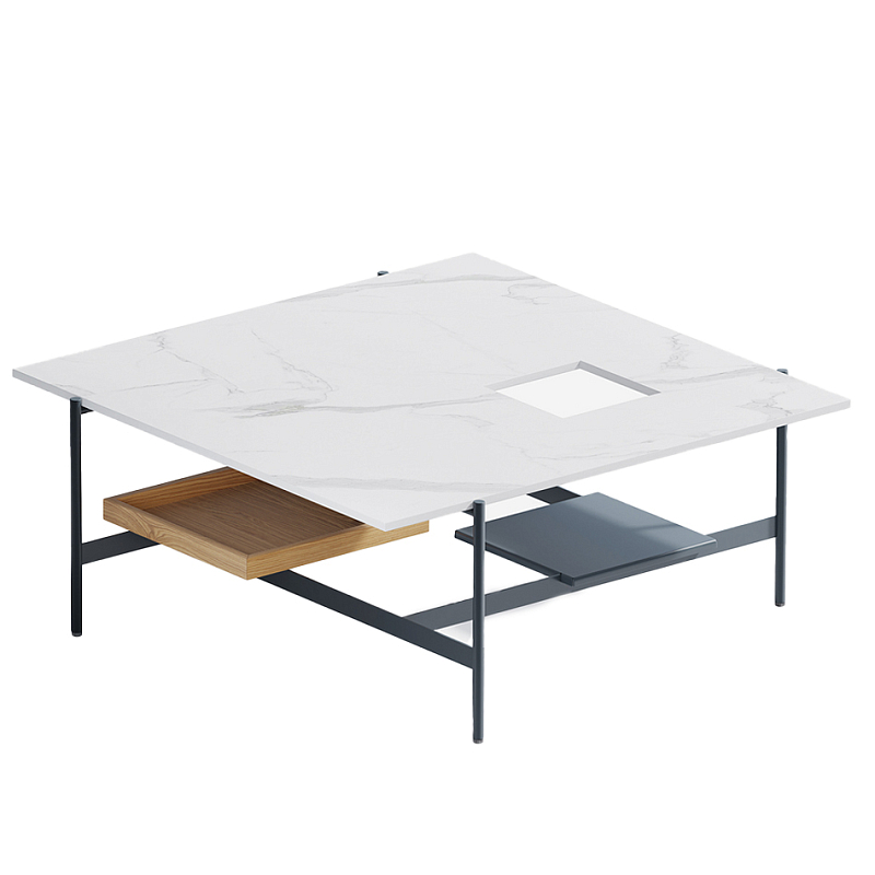 Karat журнальный столик с съемным подносом Графит Белый Мрамор Bianco в Сочи | Loft Concept 