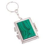 Зеркало брелок складное двухстороннее из натурального камня Малахит Stone Mirrors варинант исполнения - 1 | Loft Concept в Сочи