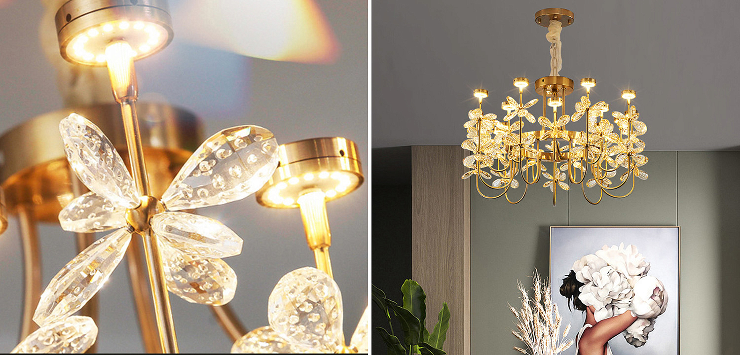 Люстра с хрустальными цветами Crystal Flowers Chandelier Люстра с хрустальными цветами Crystal Flowers Chandelier - Loft-Concept в Сочи