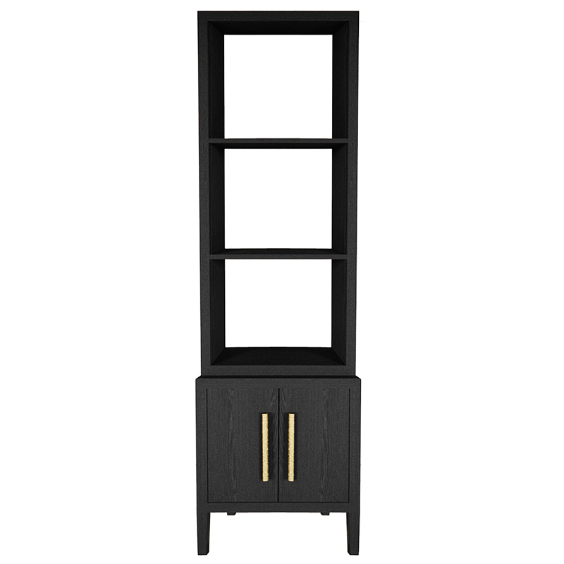 Этажерка Primo с тумбой шпон Черный дуб Черный Золотой в Сочи | Loft Concept 