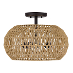 Потолочный светильник с плафоном из плетеного джута и черным каркасом Quoizel варинант исполнения - 2 | Loft Concept в Сочи