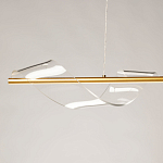 Люстра линейная золотистого цвета с двумя прозрачными волнистыми элементами Wave Line варинант исполнения - 4 | Loft Concept в Сочи