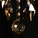 Люстра подвесная круглая с тканевым полупрозрачным абажуром и подвесками 4 лампы Gilded Elegance варинант исполнения - 7 | Loft Concept в Сочи