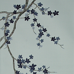 Обои ручная роспись Cherry Tree Original colourway on Adam Grey dyed silk варинант исполнения - 2 | Loft Concept в Сочи