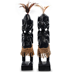 Комплект из 2-х деревянных статуэток Asmat Statuettes Black варинант исполнения - 1 | Loft Concept в Сочи