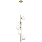 Подвесной светильник с 5-ю сферическими плафонами из матового стекла Pearls Suspension Brass Tube Hanging Lamp варинант исполнения - 2 | Loft Concept в Сочи
