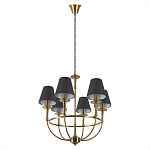 Люстра на металлическом основании бронзового цвета с 6-ю черными конусовидными абажурами Dignity варинант исполнения - 4 | Loft Concept в Сочи