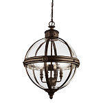 Подвесной светильник бронзового цвета с прозрачным стеклянным плафоном в форме шара в индустриальном стиле на цепи 4 лампы Feiss варинант исполнения - 1 | Loft Concept в Сочи