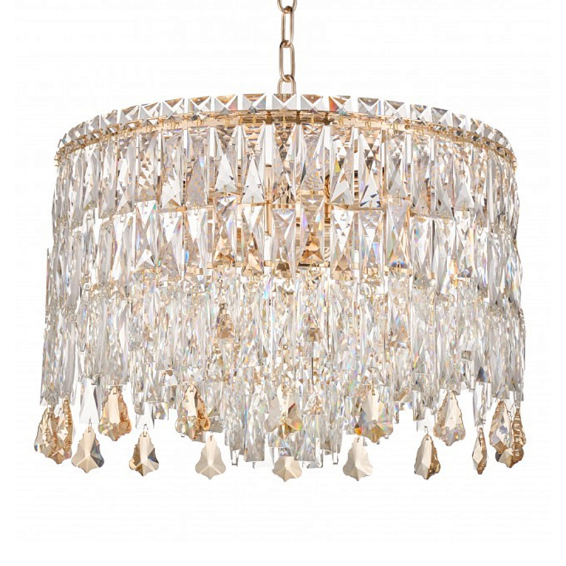 Люстра круглая с хрустальными подвесками на золотистом каркасе Roul Crystal Light Золотой Прозрачный Люстра круглая с хрустальными подвесками на золотистом каркасе Roul Crystal Light Золотой Прозрачный в Сочи | Loft Concept