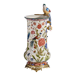 Ваза фарфоровая с птицей на бронзовой ветке и цветочной росписью Garden of Eden варинант исполнения - 2 | Loft Concept в Сочи