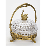 Конфетница из прозрачного рельефного стекла с ручкой и фигуркой лебедя Eden Garden варинант исполнения - 3 | Loft Concept в Сочи