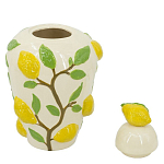 Ваза с крышкой кремового цвета и объемным рисунком лимонов и листьев Lemon Delight варинант исполнения - 2 | Loft Concept в Сочи