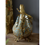 Чаша голубого цвета с оранментом и и бронзовыми фигурами леопардов Eden Garden варинант исполнения - 10 | Loft Concept в Сочи