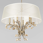 Люстра подвесная круглая с тканевым полупрозрачным абажуром и подвесками 6 ламп Gilded Elegance варинант исполнения - 4 | Loft Concept в Сочи