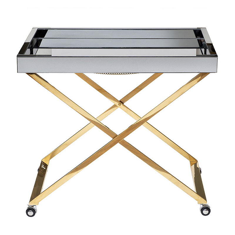 Стол сервировочный с зеркальной столешницей Splendid Serving Table Золотой Хром в Сочи | Loft Concept 