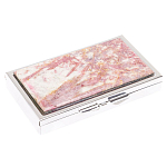 Таблетница карманная прямоугольная на 7 отделений с зеркалом и накладкой из натурального камня Турмалин Silver Stone Pillboxes варинант исполнения - 1 | Loft Concept в Сочи